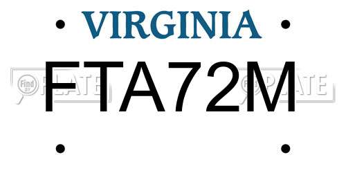 FTA72M Virginia License Plate