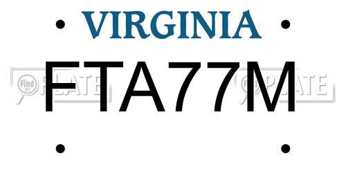 FTA77M Virginia License Plate