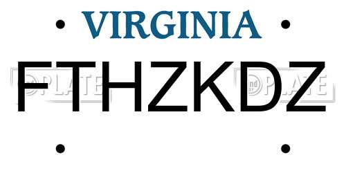 FTHZKDZ Virginia License Plate