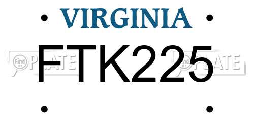 FTK225 Virginia License Plate