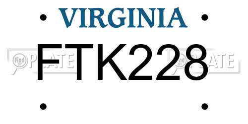 FTK228 Virginia License Plate