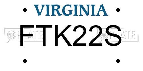 FTK22S Virginia License Plate