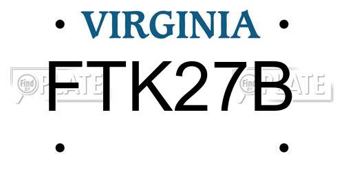 FTK27B Virginia License Plate
