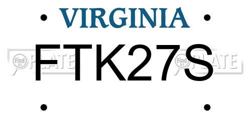 FTK27S Virginia License Plate