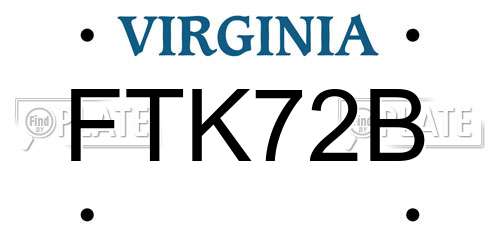 FTK72B Virginia License Plate
