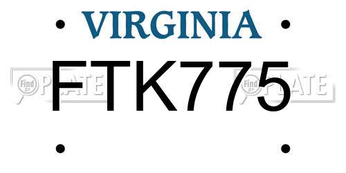 FTK775 Virginia License Plate