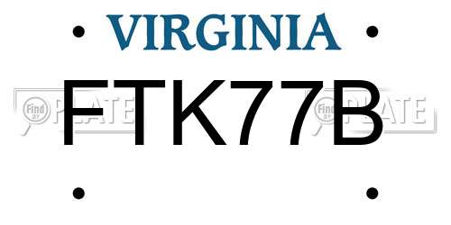 FTK77B Virginia License Plate