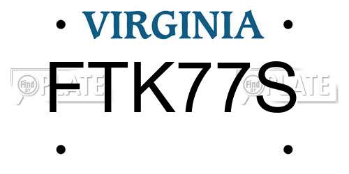 FTK77S Virginia License Plate