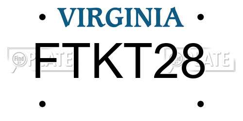 FTKT28 Virginia License Plate