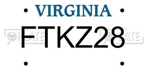 FTKZ28 Virginia License Plate