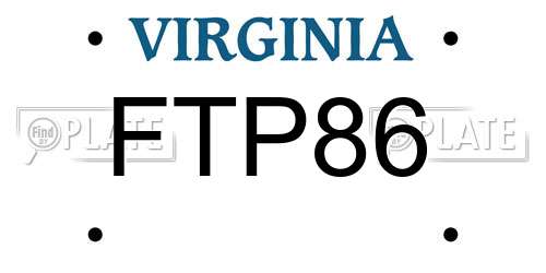 FTP86 Virginia License Plate