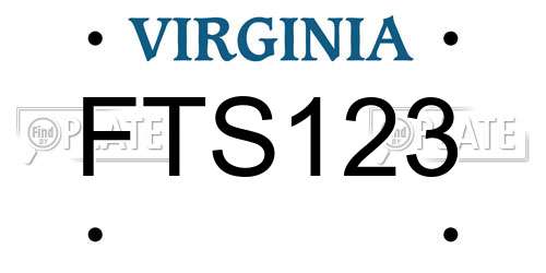 FTS123 Virginia License Plate