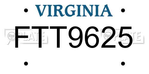 FTT9625 Virginia License Plate