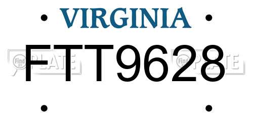 FTT9628 Virginia License Plate