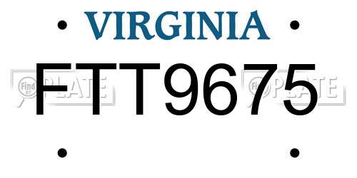 FTT9675 Virginia License Plate