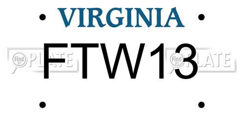 FTW13 Virginia License Plate
