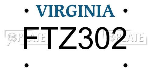 FTZ302 Virginia License Plate