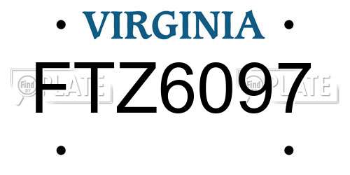 FTZ6097 Virginia License Plate