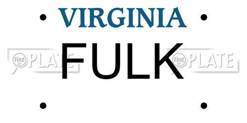 FULK Virginia License Plate