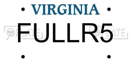 FULLR5 Virginia License Plate
