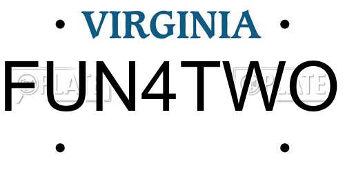 FUN4TWO Virginia License Plate
