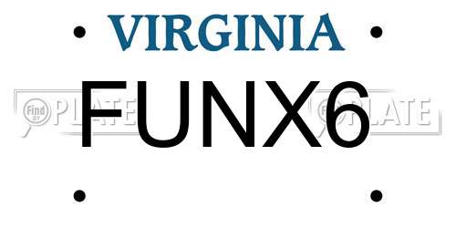 FUNX6 Virginia License Plate