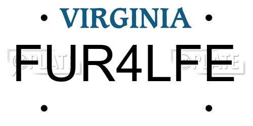FUR4LFE Virginia License Plate