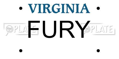 FURY Virginia License Plate