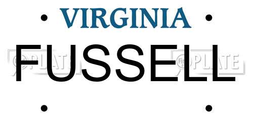 FUSSELL Virginia License Plate