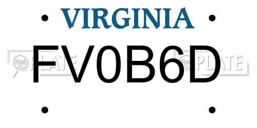 FV0B6D Virginia License Plate