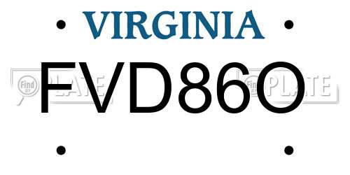 FVD86O Virginia License Plate