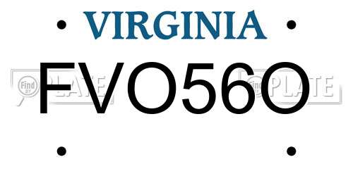 FVO56O Virginia License Plate