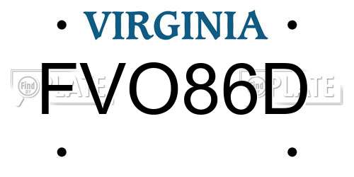 FVO86D Virginia License Plate