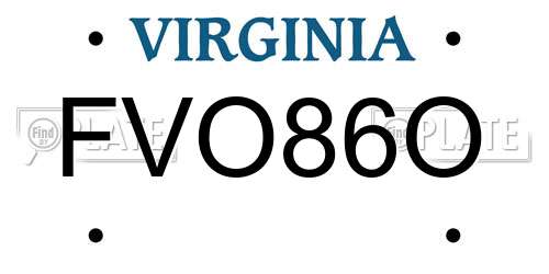 FVO86O Virginia License Plate