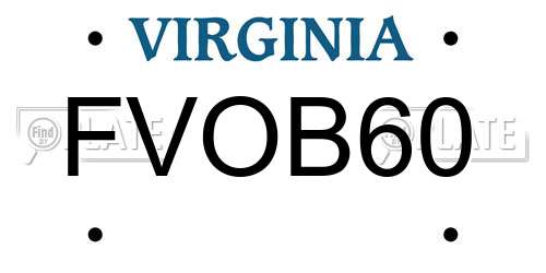 FVOB60 Virginia License Plate