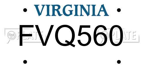 FVQ560 Virginia License Plate