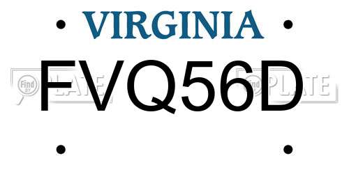 FVQ56D Virginia License Plate