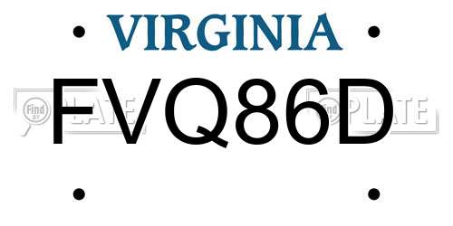 FVQ86D Virginia License Plate