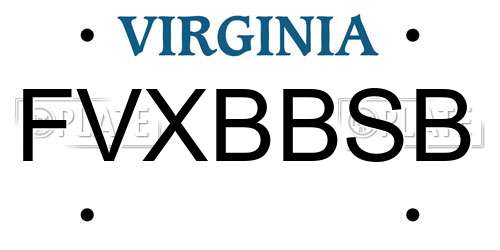 FVXBBSB Virginia License Plate