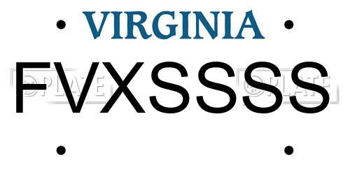 FVXSSSS Virginia License Plate