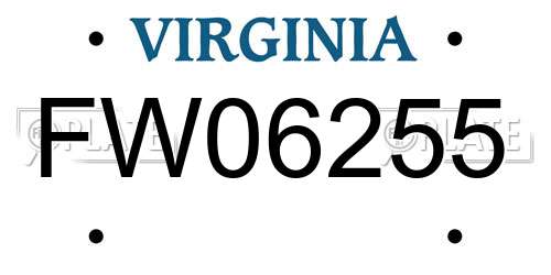 FW06255 Virginia License Plate