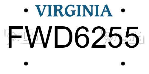 FWD6255 Virginia License Plate