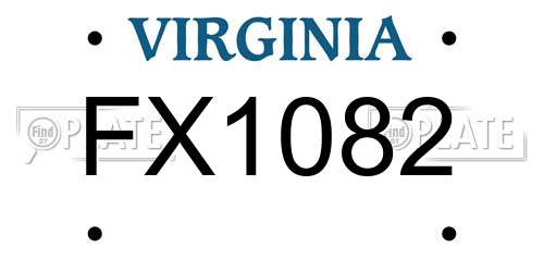 FX1082 Virginia License Plate