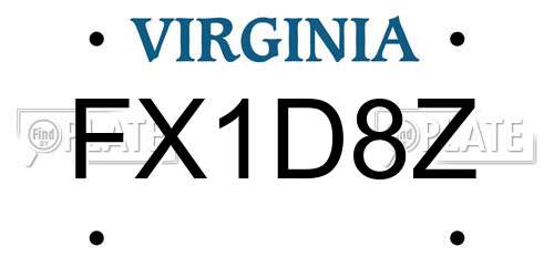 FX1D8Z Virginia License Plate