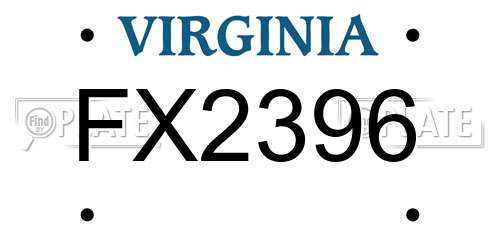 FX2396 Virginia License Plate