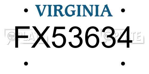 FX53634 Virginia License Plate