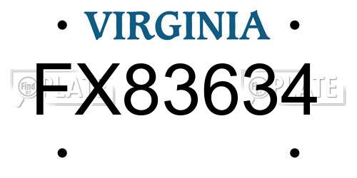 FX83634 Virginia License Plate