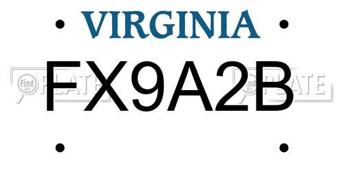 FX9A2B Virginia License Plate