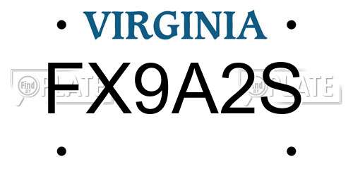 FX9A2S Virginia License Plate
