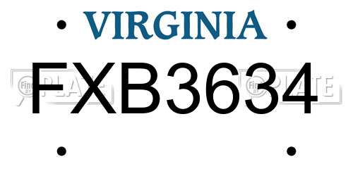 FXB3634 Virginia License Plate
